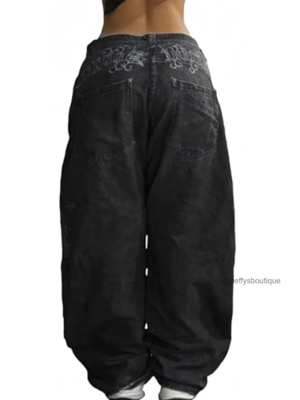 Wide Leg Boyfriend Jeans Mid Rise Baggy Denim Pants Hip Hop Vintage - Picture 3 of 7